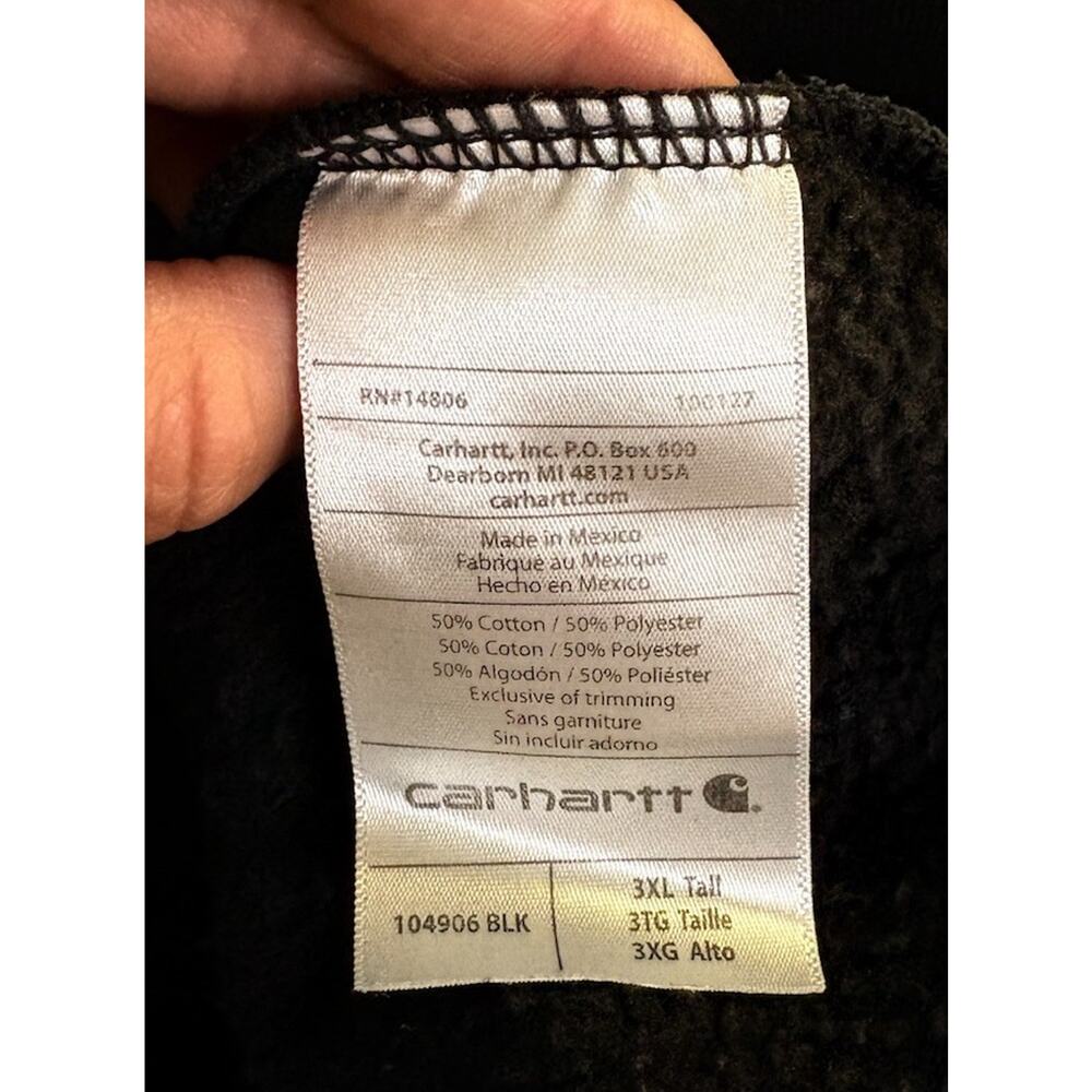 Carhartt Men’s Loose Fit Crewneck Graphic Logo Hoodie Black Size 3XLT - Picture 5 of 7